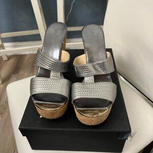Jimmy Choo Wedges, Size 41, Silver leather.
